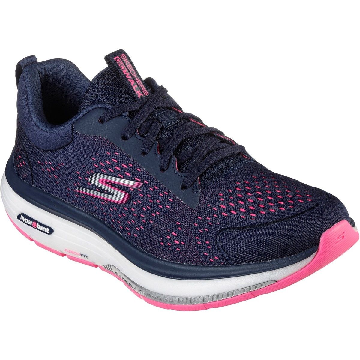 Skechers Go Walk Arch Fit Workout Walker Navy Pink Womens Trainers 124933 In Size 3 In Plain Navy Pink